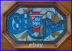 Vintage 1980'S Heileman's Old Style COLD BEER Faux Glass Lighted Bar Sign
