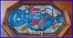 Vintage 1980'S Heileman's Old Style COLD BEER Faux Glass Lighted Bar Sign