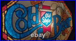 Vintage 1980'S Heileman's Old Style COLD BEER Faux Glass Lighted Bar Sign