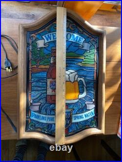 Vintage 1980s Heilemans Old Style Beer Tiffany Style Face Light Up Sign