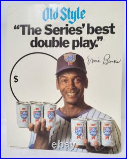 Vintage 1981 Ernie Banks Old Style Beer Advertising Easel Sign