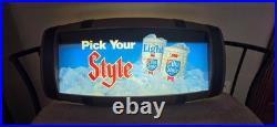 Vintage 1982 Heileman's Old Style Pick Your Style Lighted Barrel Back Sign WOW