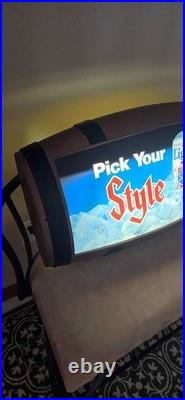 Vintage 1982 Heileman's Old Style Pick Your Style Lighted Barrel Back Sign WOW
