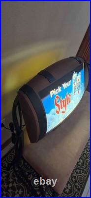 Vintage 1982 Heileman's Old Style Pick Your Style Lighted Barrel Back Sign WOW