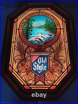 Vintage 1982 Heilemans Old Style Beer Northwoods Lake Scene Motion Light Up Sign