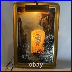 Vintage 1985 Heilemans Old Style Panorama Waterfall With Mug Lighted Beer Sign