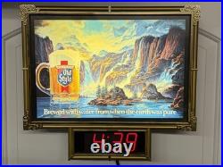 Vintage 1986 Heileman's Old Style Beer Lighted Digital Clock Waterfall Sign Vintage 1986 Heileman's Old Style Beer Lighted Digital Clock Waterfall Sign
