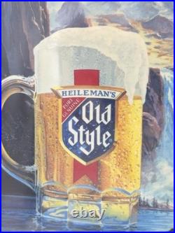 Vintage 1986 Heileman's Old Style Beer Lighted Digital Clock Waterfall Sign