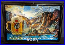 Vintage 1986 Heileman's Old Style Beer Lighted Motion Waterfall Sign 24x17 Vintage 1986 Heileman's Old Style Beer Lighted Motion Waterfall Sign 24x17