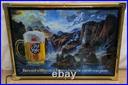 Vintage 1986 Heileman's Old Style Beer Lighted Motion Waterfall Sign 24x17