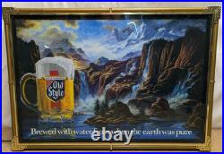 Vintage 1986 Heileman's Old Style Beer Lighted Motion Waterfall Sign 24x17