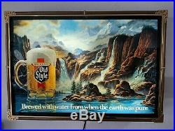Vintage 1986 Old Style Beer Waterfall Motion Lighted Sign Heilemans