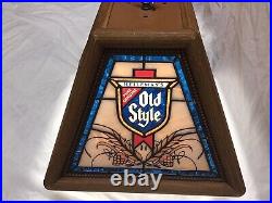 Vintage 1988 Old Style Beer Pool Table Light Faux Stained Glass Shade Sign Rare