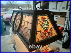 Vintage 1988 Old Style Beer Pool Table Light With Round Logo Nice