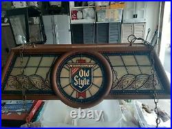 Vintage 1988 Old Style Beer Pool Table Light With Round Logo Nice