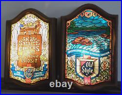 Vintage 2 Heileman Old Style Sparkling Pure Spring Water Lighted Beer Signs