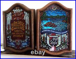 Vintage 2 Heileman Old Style Sparkling Pure Spring Water Lighted Beer Signs