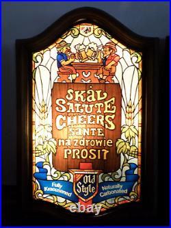 Vintage 2 Heileman Old Style Sparkling Pure Spring Water Lighted Beer Signs