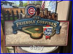 Vintage 2003 Old Style Beer Chicago Cubs Baseball Wrigley Field Metal Sign