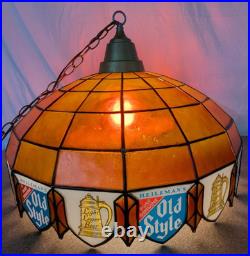 Vintage 23 Heileman's Old Style Beer Hanging Tiffany Style Plastic Lamp Sign