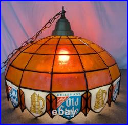 Vintage 23 Heileman's Old Style Beer Hanging Tiffany Style Plastic Lamp Sign
