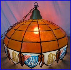 Vintage 23 Heileman's Old Style Beer Hanging Tiffany Style Plastic Lamp Sign Vintage 23 Heileman's Old Style Beer Hanging Tiffany Style Plastic Lamp Sign