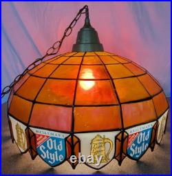 Vintage 23 Heileman's Old Style Beer Hanging Tiffany Style Plastic Lamp Sign