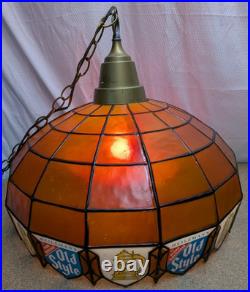 Vintage 23 Heileman's Old Style Beer Hanging Tiffany Style Plastic Lamp Sign