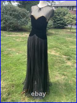 Vintage 30s / 40s Velvet /toole/ Sequin Ballgown. Old Hollywood Style. As Is