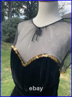 Vintage 30s / 40s Velvet /toole/ Sequin Ballgown. Old Hollywood Style. As Is