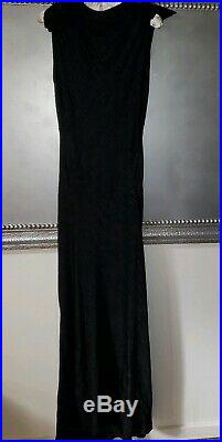 Vintage 30s Old Hollywood Style Wave Silk Black Gown Dress Bias Cut Sz 6-8 RARE