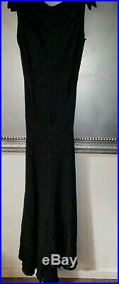 Vintage 30s Old Hollywood Style Wave Silk Black Gown Dress Bias Cut Sz 6-8 RARE