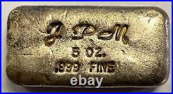 Vintage 5 Oz Jackson Precious Metals Jpm Silver Bar, Old Poured Loaf Style