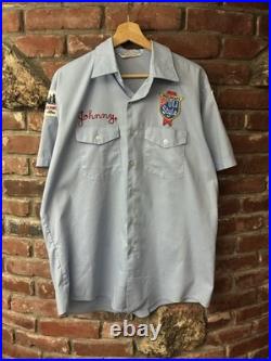 Vintage 60s 70s Unitog Old Style Beer Chain Stitched Work Wear Shirt XL Distress