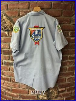 Vintage 60s 70s Unitog Old Style Beer Chain Stitched Work Wear Shirt XL Distress