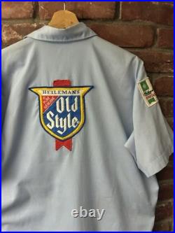 Vintage 60s 70s Unitog Old Style Beer Chain Stitched Work Wear Shirt XL Distress