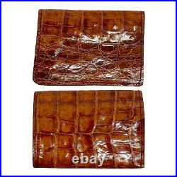 Vintage 70s GENUINE CROCODILE Messenger Bag Crossbody Matching Bifold Wallet NOS