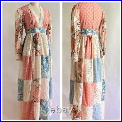 Vintage 70s Jonathan Martin Patchwork Maxi Dress /Gunne Style/ New Old Stock