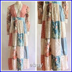 Vintage 70s Jonathan Martin Patchwork Maxi Dress /Gunne Style/ New Old Stock