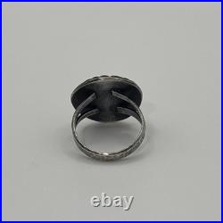 Vintage 70s Navajo Sterling Silver Turquoise Ring Women 7.5 Old Pawn Style 8g