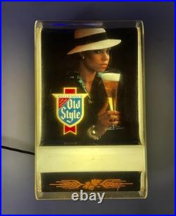 Vintage 80's Heileman's Old Style Lighted Beer Sign Bar Wall Decor