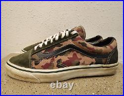 Vintage 80's Vans Style 36 Swiss Camo Green Suede Old Skool Made In USA Size 10