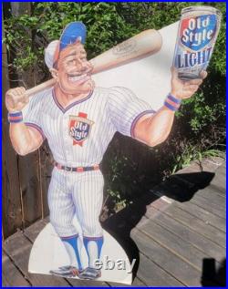 Vintage 80s Old Style Light Baseball Standee Homer Sudz Beer League Chicago Cubs