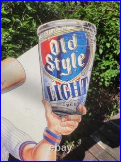 Vintage 80s Old Style Light Baseball Standee Homer Sudz Beer League Chicago Cubs