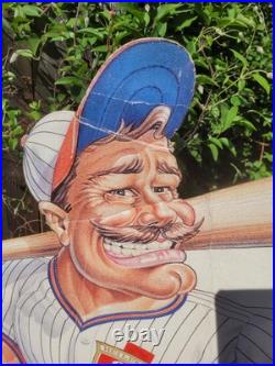 Vintage 80s Old Style Light Baseball Standee Homer Sudz Beer League Chicago Cubs