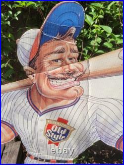 Vintage 80s Old Style Light Baseball Standee Homer Sudz Beer League Chicago Cubs