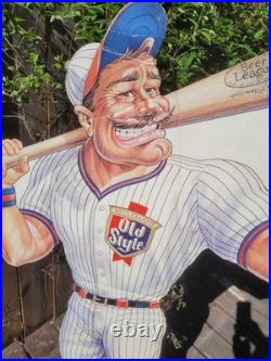 Vintage 80s Old Style Light Baseball Standee Homer Sudz Beer League Chicago Cubs