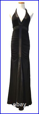 Vintage 90s Cache 30s Style Old Hollywood Black Formal Ruched Dress Gown NWT 4