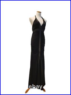 Vintage 90s Cache 30s Style Old Hollywood Black Formal Ruched Dress Gown NWT 4