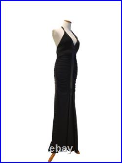 Vintage 90s Cache 30s Style Old Hollywood Black Formal Ruched Dress Gown NWT 4